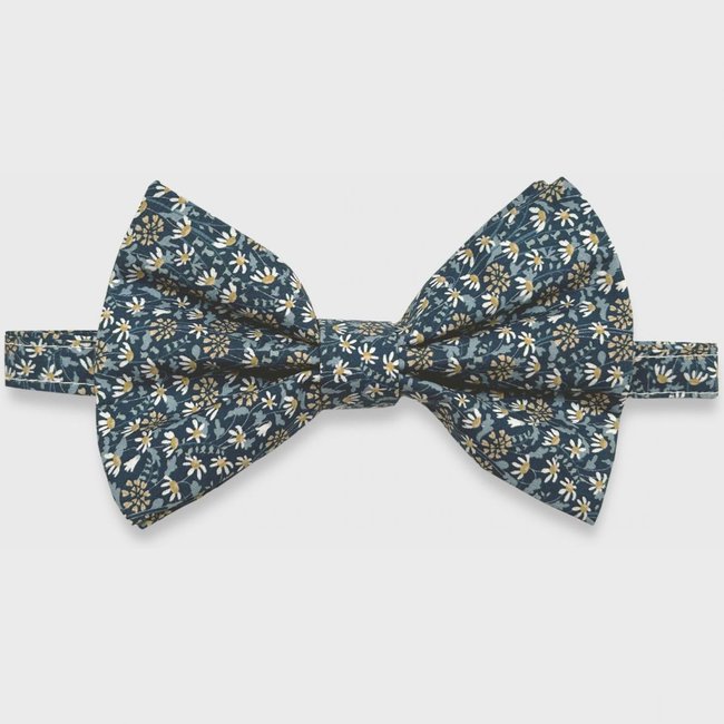 Noeud papillon en tissu Liberty fabric bleu marine <span itemprop=