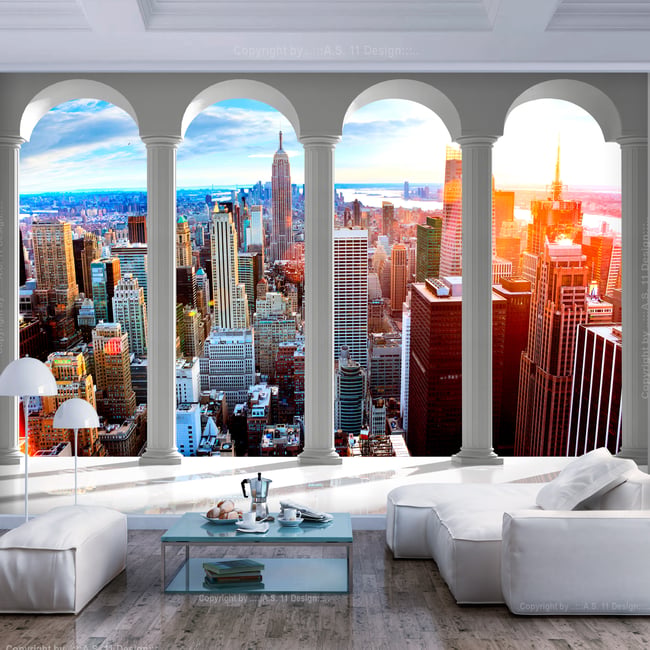 Papier peint intissé panoramique Ville et Architecture Pillars and New York Couleur multicouleur <span itemprop=