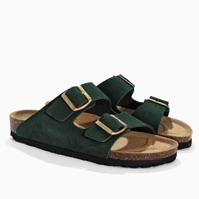 Sandales en cuir suédé ATLAS dark green <span itemprop=