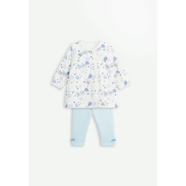 Ensemble robe et legging en molleton bébé  LUNA bleu <span itemprop=