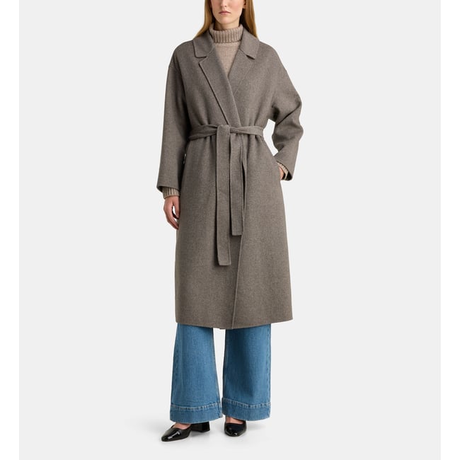 Manteau peignoir long blois ceinturé en laine mélangée - GALERIES LAFAYETTE