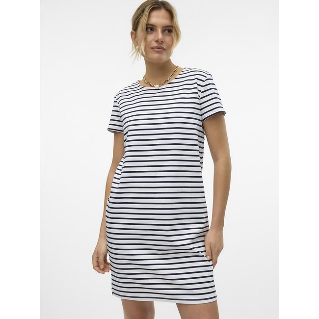 Vestido estilo à marinheiro de mangas curtas branco <span itemprop=