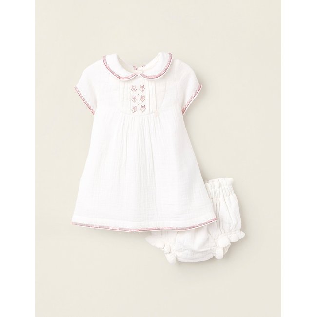 Robe + Bloomer avec Broderies beige clair <span itemprop=