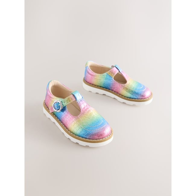 Chaussures t-bar scintillant multicolore arc-en-ciel <span itemprop=