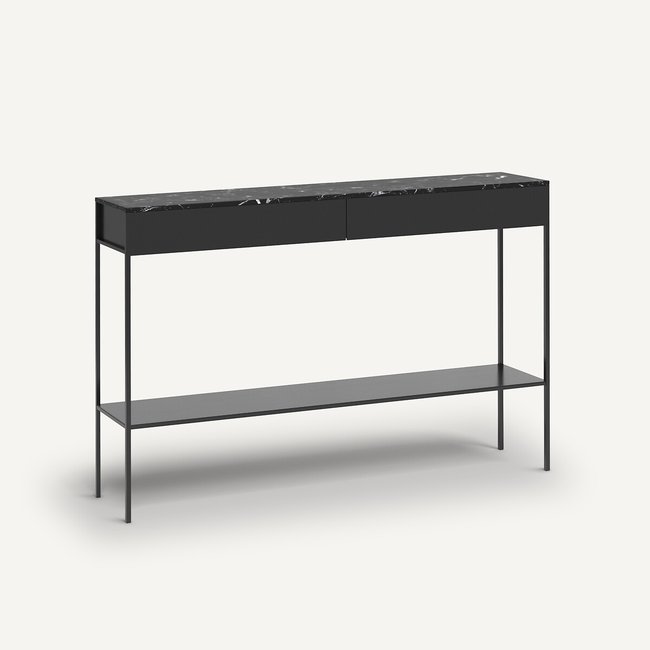 Console plateau marbre Fébée Couleur noir <span itemprop=