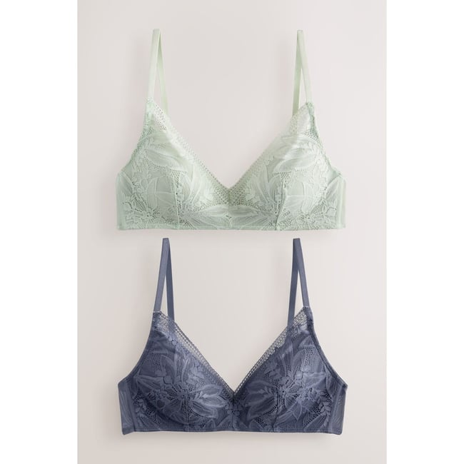 Soutien-gorge rembourrés en dentelle, lot de 2 bleu/vert <span itemprop=