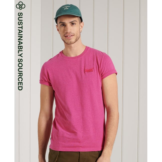 T-shirt Col Rond Orange Label magenta chiné <span itemprop=