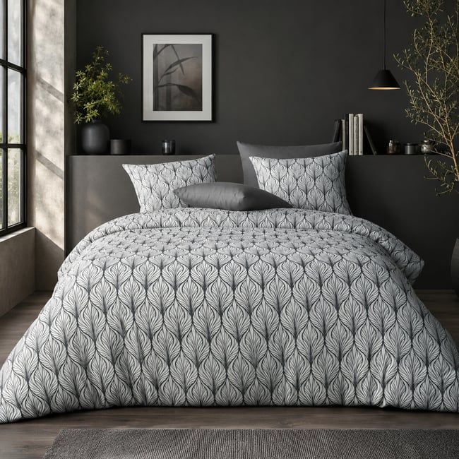 Parure housse de couette en microfibre, MUCHA gris <span itemprop=