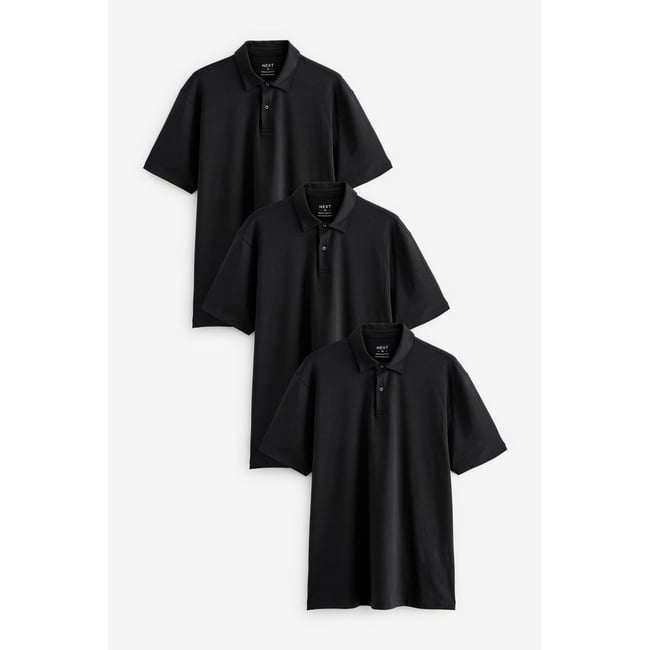 Polos en jersey à manches courtes, lot de 3 noir <span itemprop=