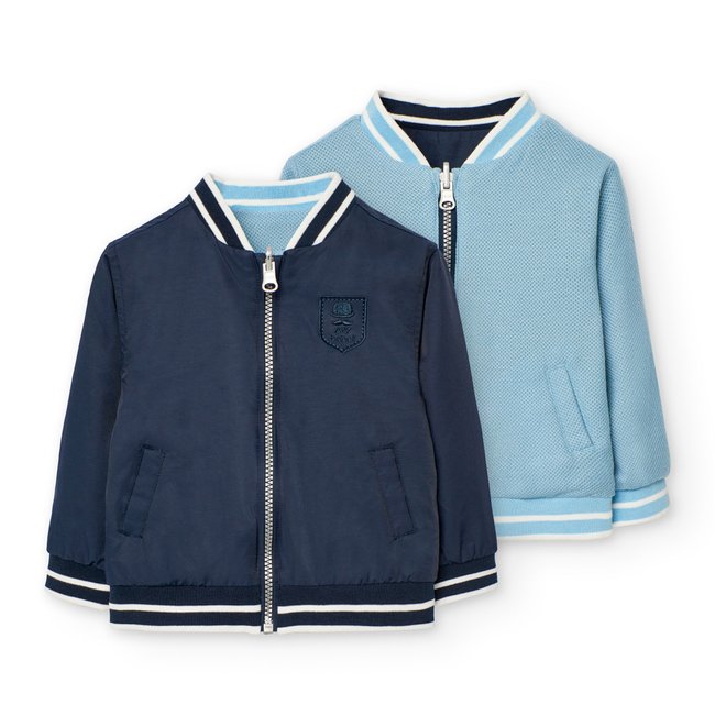 Blouson réversible avec fermeture éclair bleu <span itemprop=