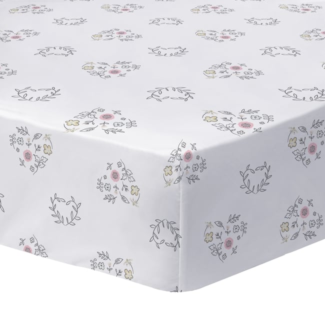 Drap-housse imprimé 100% coton, Aristochats Champêtre blanc <span itemprop=