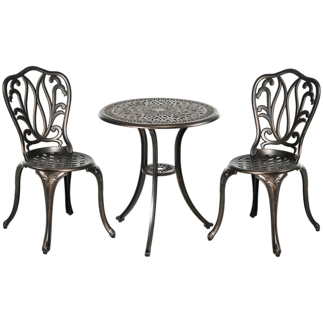 Ensemble de bistrot d'extérieur Aluminium marron <span itemprop=
