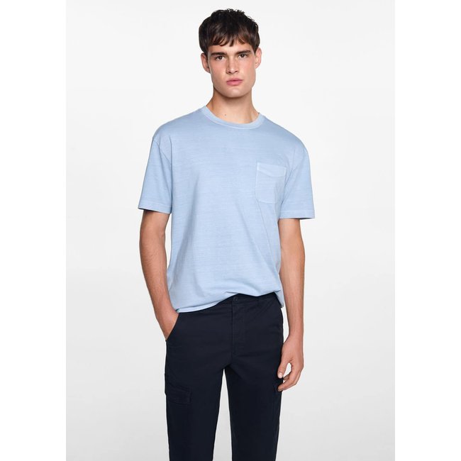 Pantalon cargo coton bleu marine foncé <span itemprop=