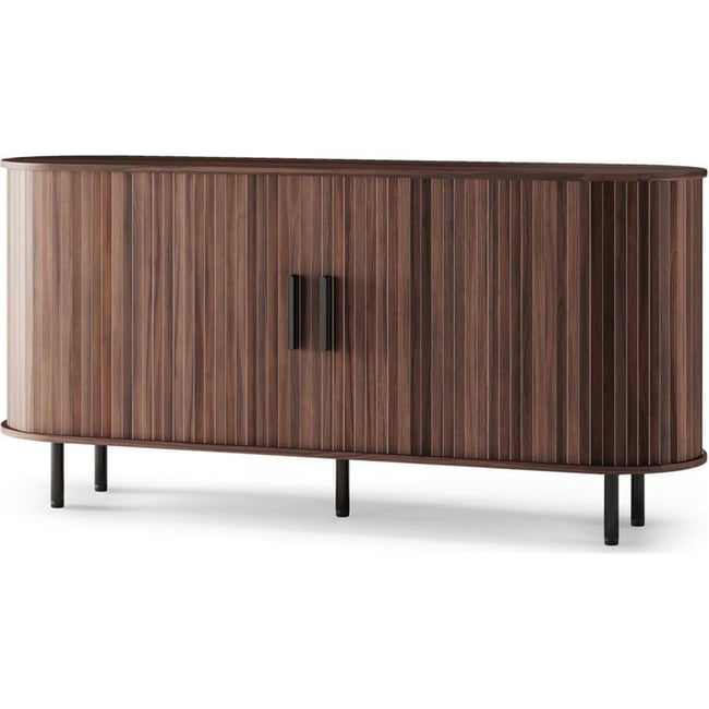Buffet arrondi à lamelles collection EPIQUE Couleur noyer foncé et noir <span itemprop=