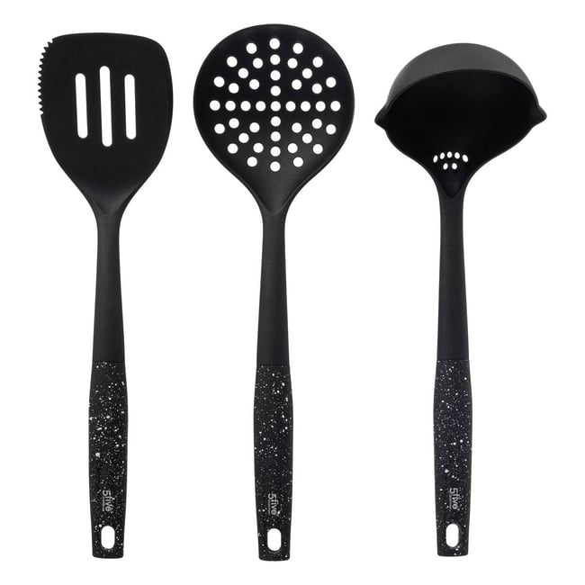 Lot de 3 ustensiles de cuisine CARACTÈRE noir et blanc <span itemprop=