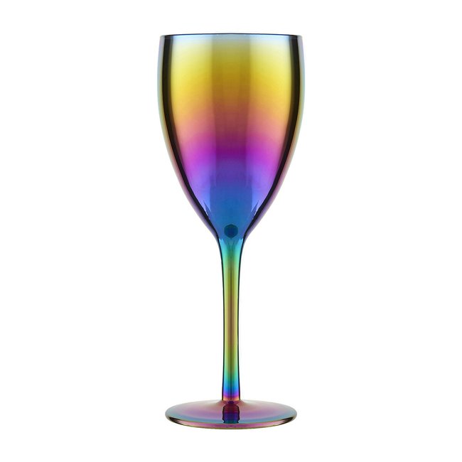 Set of 4 Oil Slick Wine Glasses, multi-coloured, SO'HOME