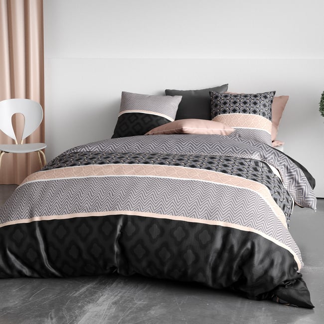 Parure de lit - Housse de couette coton 57 fils rose <span itemprop=