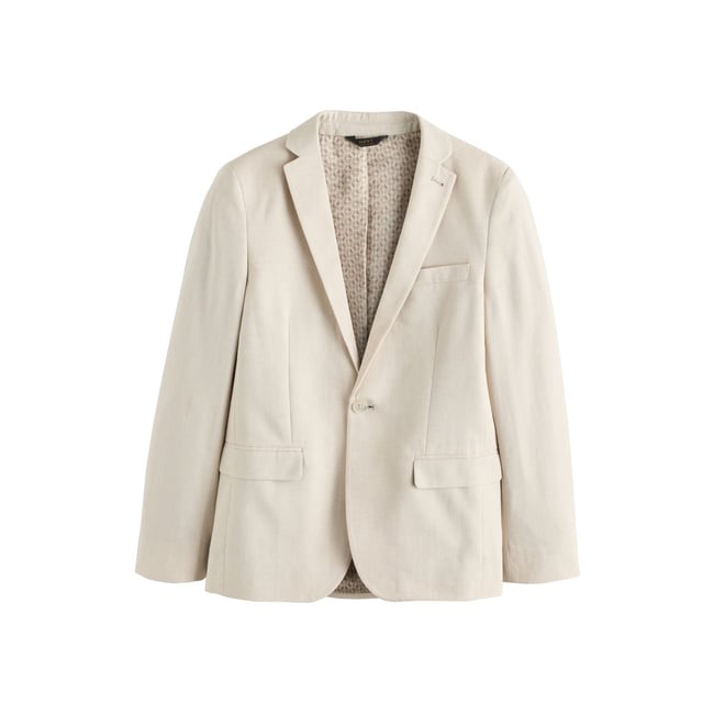Veste de costume en lin mélangé beige neutre <span itemprop=