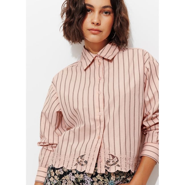 Chemise rayée détail dentelle - PROMOD