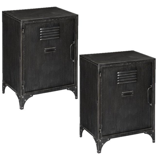 Lot de 2 Tables de chevet 1 porte Sevin Couleur gris foncé <span itemprop=