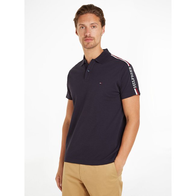 Polo droit à logo brodé double jersey - TOMMY HILFIGER