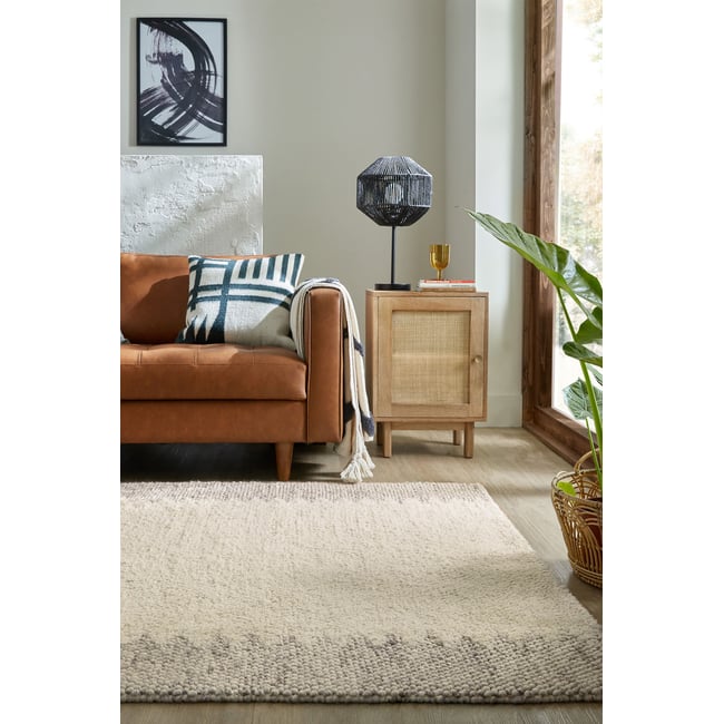 Tapis en laine MINERALS BORDER Couleur beige <span itemprop=