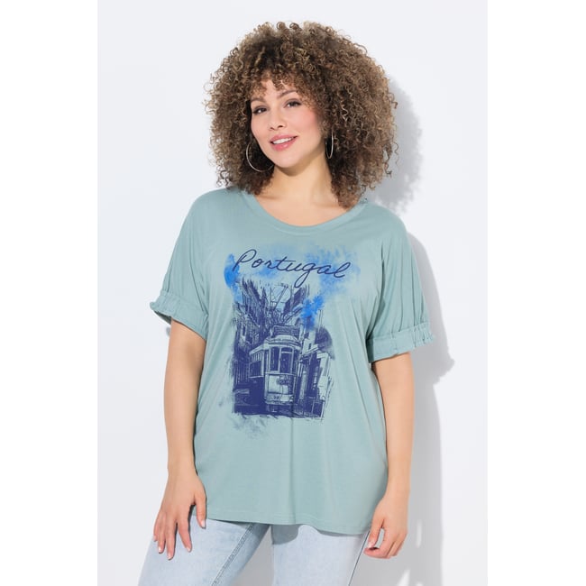 T-shirt oversize, motif Portugal vert mousse clair <span itemprop=