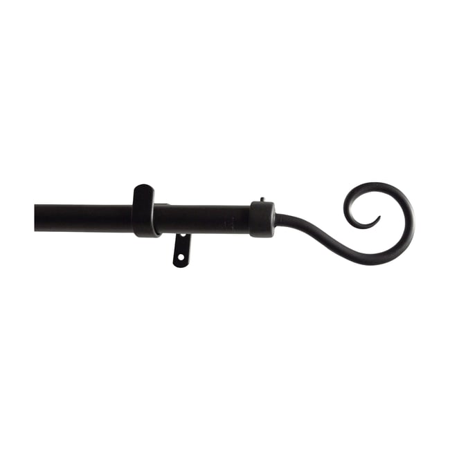 Kit tringle à rideaux fixe avec embouts crosse D20mm noir <span itemprop=