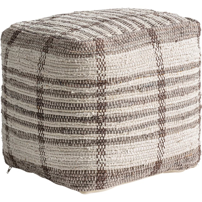 Pouf carré en coton Couleur beige et marron <span itemprop=
