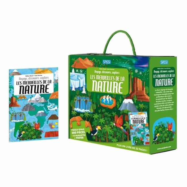 Puzzle & Livre - Voyage, découvre, explore, Les merveilles de la nature vert <span itemprop=