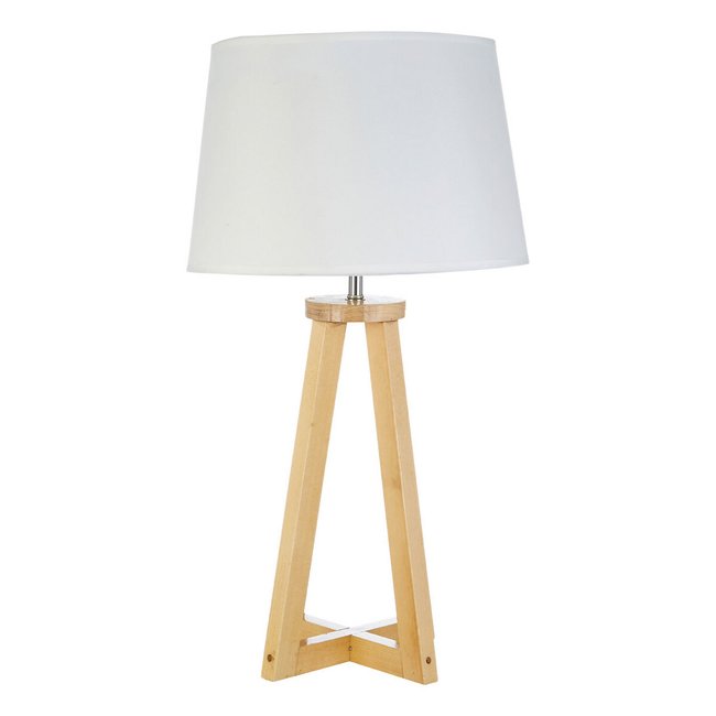 Wooden Base with White Shade Table Lamp, natural, SO'HOME