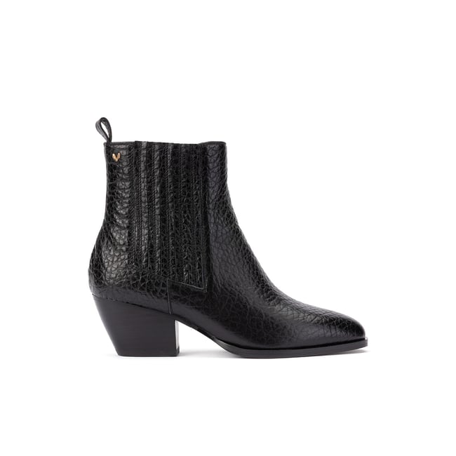 Bottines à talon cuir Jeanne black <span itemprop=