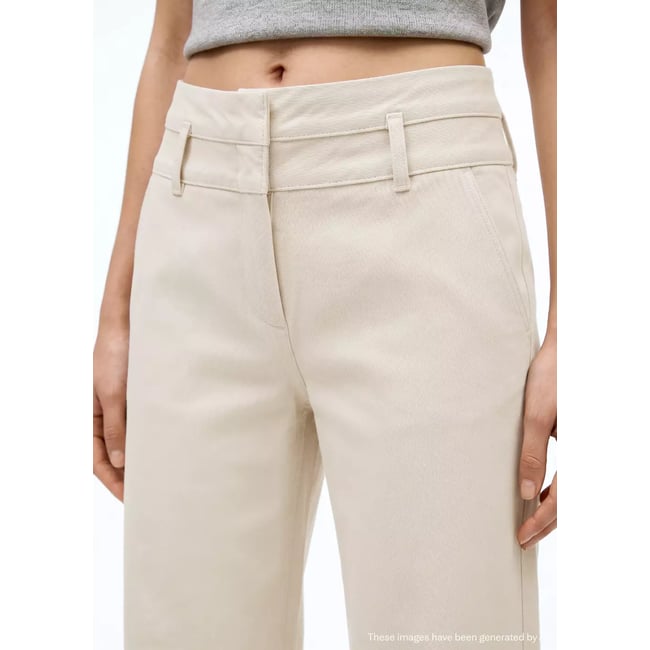 Jean droit double taille sable <span itemprop=