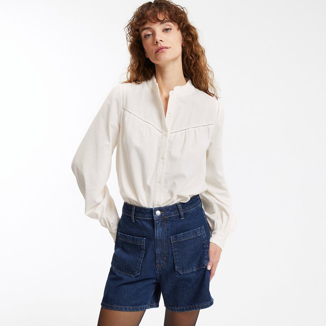 Corduroy Victorian Collar Shirt with Long Sleeves - LA REDOUTE COLLECTIONS