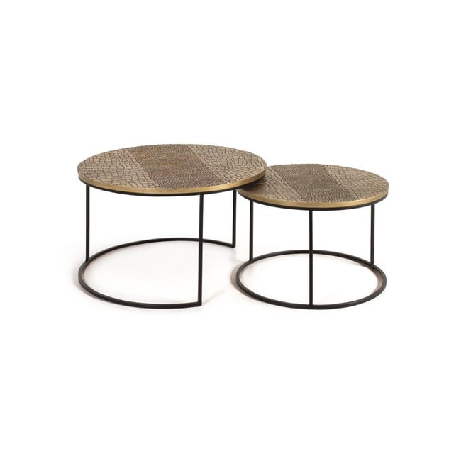 Lot de 2 tables basses Couleur or <span itemprop=