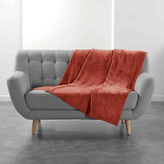 Plaid flanelle FLANOU orange <span itemprop=