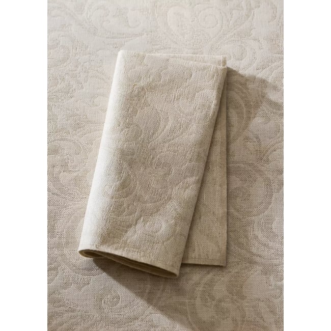 Serviettes résinées en coton jacquard overlock marron clair/pastel <span itemprop=