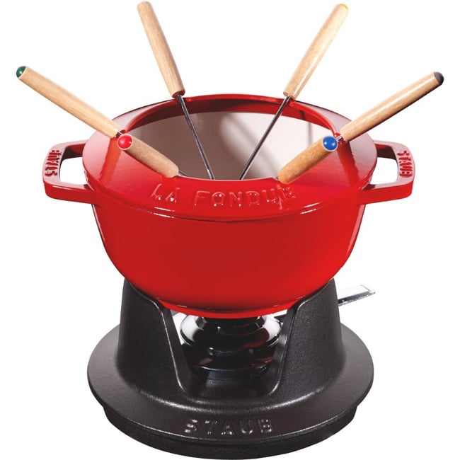 STAUB Service à fondue fonte 18 cm. induction. four. Cerise cerise <span itemprop=