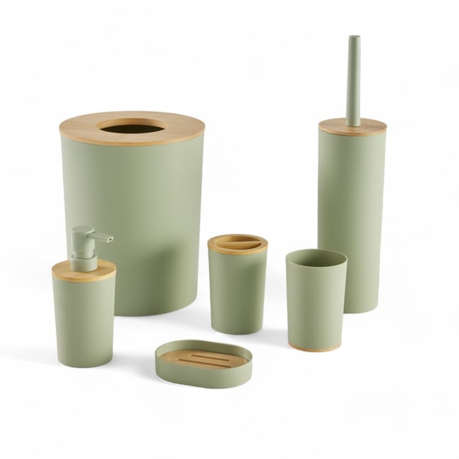 Set de 6 accessoires de salle de bain et WC avec bambou BATHROOM - UTILITY