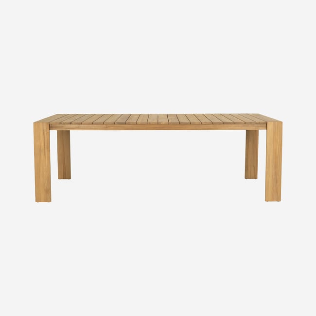 Table rectangulaire de jardin en teck massif CALVIA naturel clair <span itemprop=
