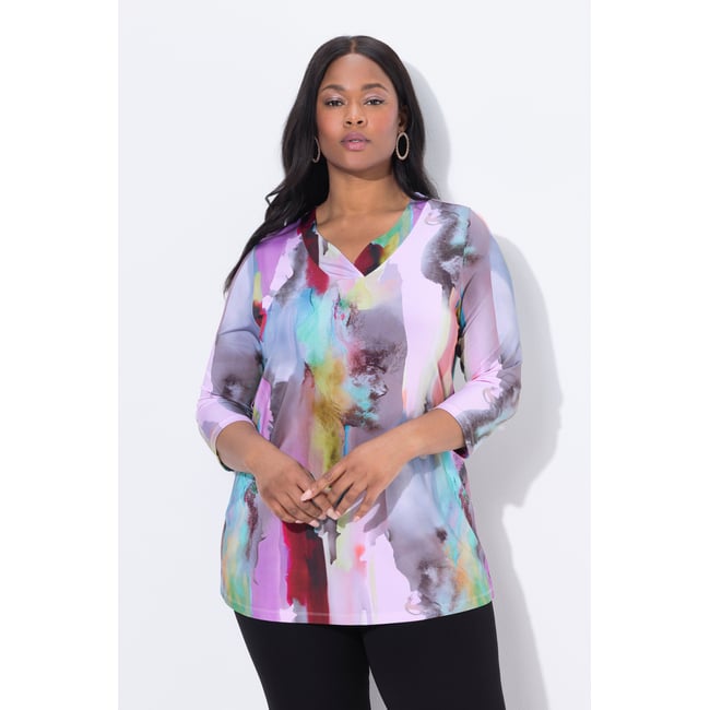T-shirt au tombé fluide, motif aquarelle noir <span itemprop=