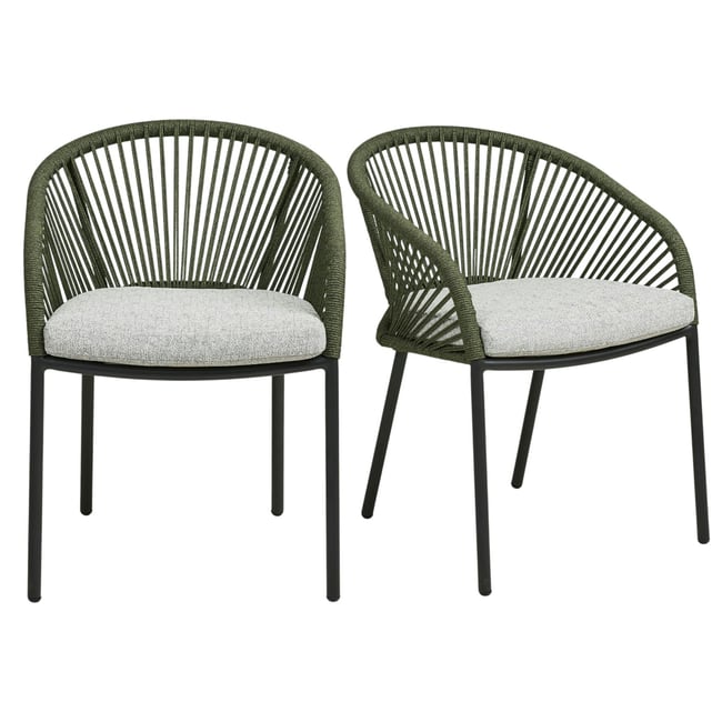 Fauteuil structure alu + coussin (lot de 2) KUTA Couleur vert <span itemprop=
