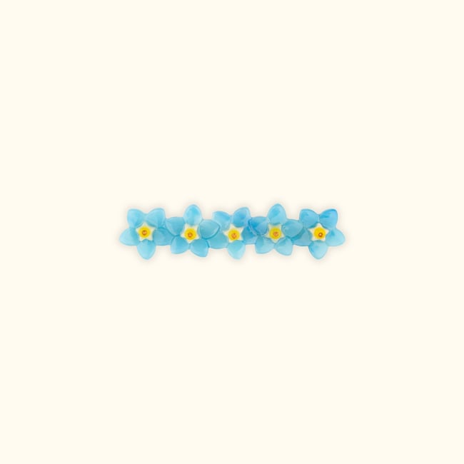 Barrette MYOSOTIS bleu et jaune <span itemprop=