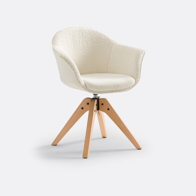 Fauteuil de bureau rotatif bouclette, Melona Couleur ecru/naturel <span itemprop=