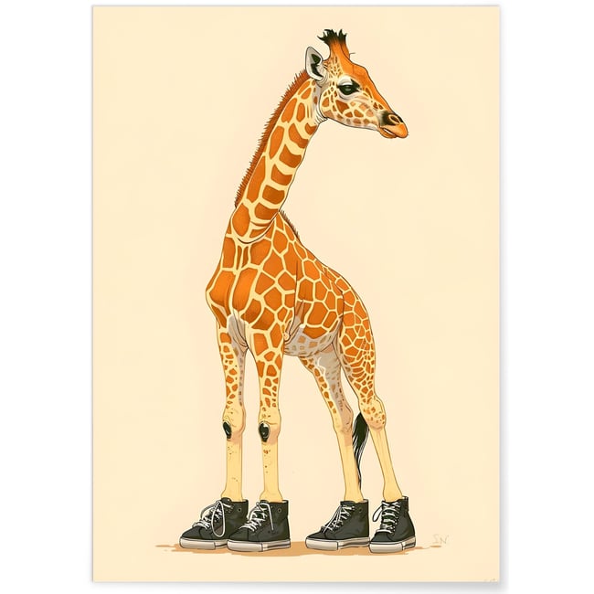 Affiche La girafe en baskets Couleur blanc <span itemprop=