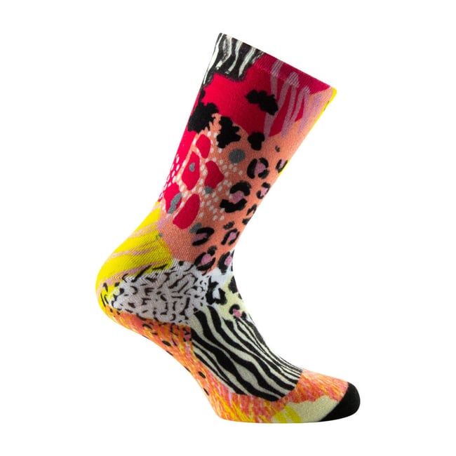 Mi-chaussettes femme imprimées peau de bête viscose de bambou rose <span itemprop=