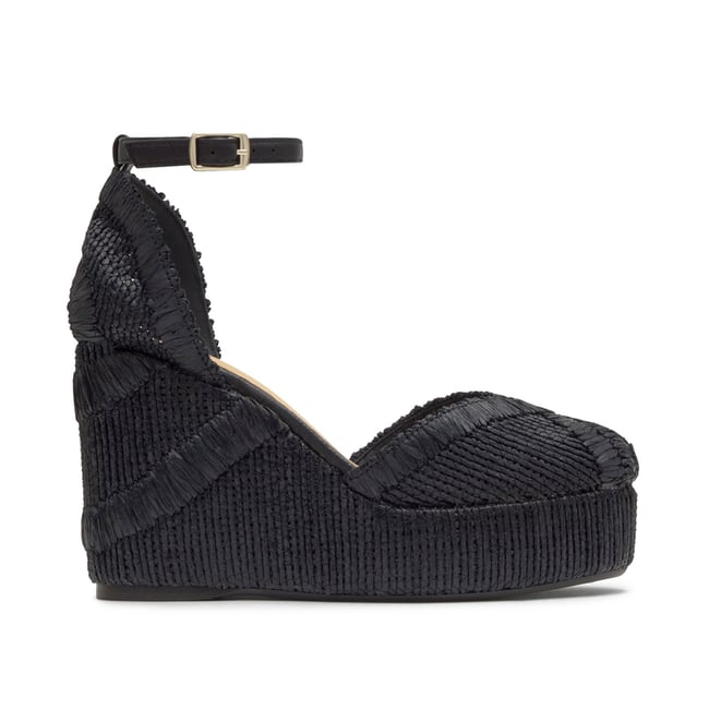 Espadrilles en raphia à talons compensés à bride CHARMIE EXTRA PLATFORM noir <span itemprop=
