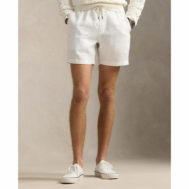 Шорты изо льна прямого покроя экрю POLO RALPH LAUREN