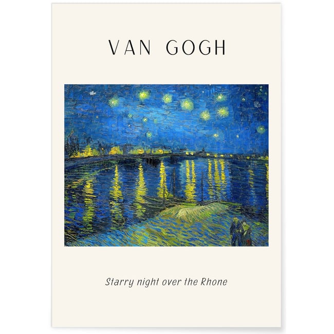 Affiche Van Gogh - Starry night over the Rhone Couleur blanc <span itemprop=