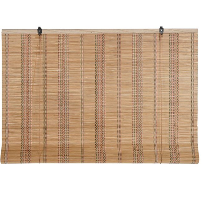 Store enrouleur intérieur en bambou et fils multicolores 90x2x175cm bois <span itemprop=